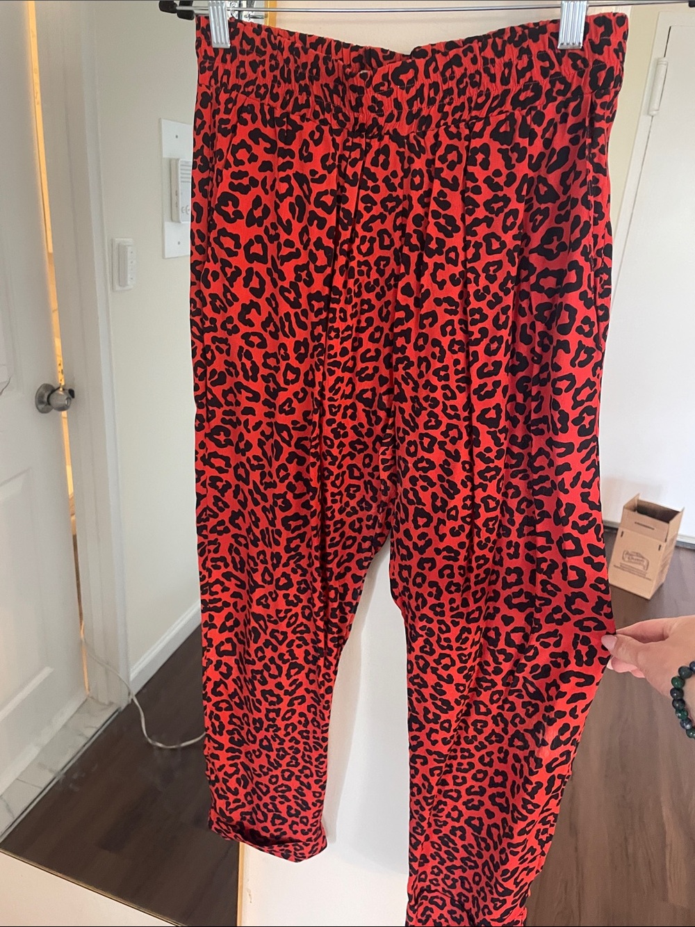 Beach Riot Red and Black Leopard Print Jumpsuit Pants